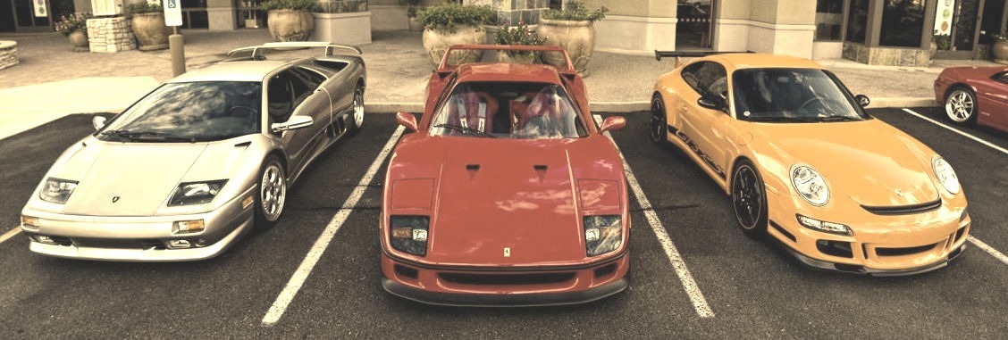 Lamborghini Diablo SV, Ferrari F40 and Porsche 911 GT3 RS